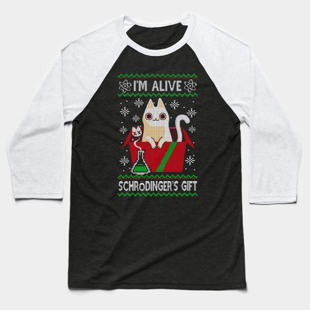 Schrödinger's Gift - Ugly Christmas Sweater - Science christmas Baseball T-Shirt by BlancaVidal